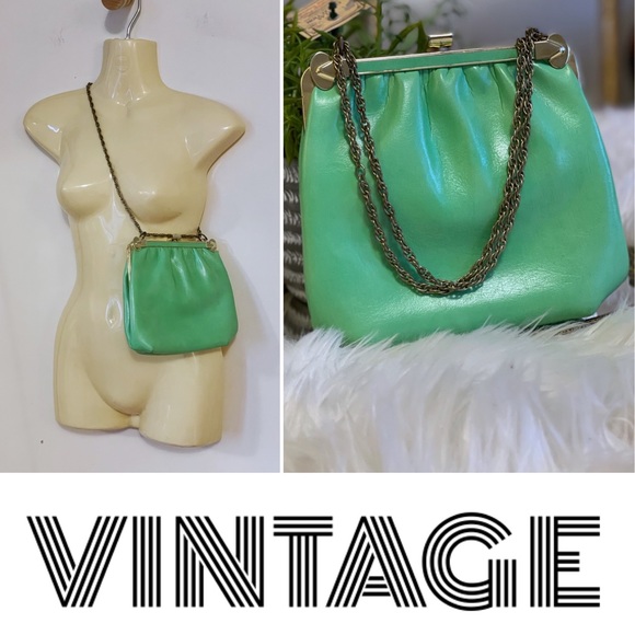 Vintage Handbags - RARE Vintage neon/slime green hand/shoulder bag